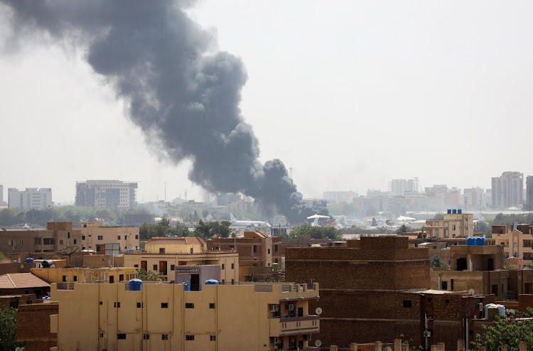 Smoke rises from burning aircraft inside Khartoum Airport during clashes between the paramilitary Rapid Support Forces and the army in Khartoum, Sudan April 17 2023. Picture: REUTERS