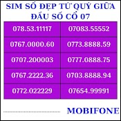 Sim Số Đẹp, Sim Mobifone Trả Trước Đầu 07 Tứ Quý Giữa Phong Thuỷ Hợp Mệnh Tốt