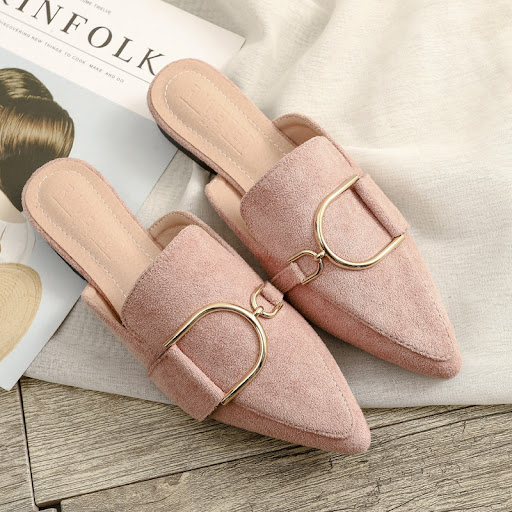 Title 5, Womens Flats Shoes Mules Slippers with Metal D...