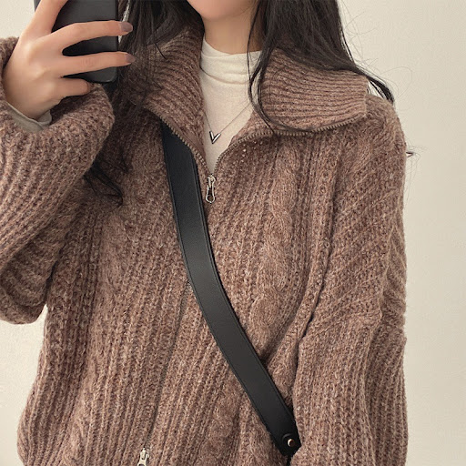Title 4, Idle Style Lapel Double-headed Zipper Design Lo...