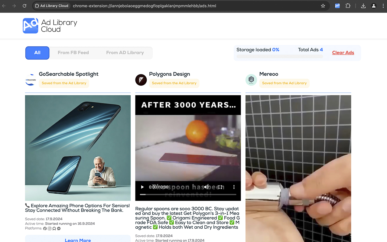 Ad Library Cloud Chrome Extension Image 2
