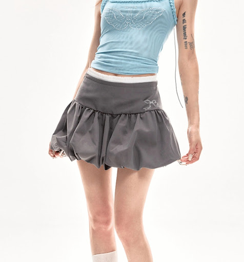Title 8, Gray Chiffon Skirt Womens Summer High Waist A-...