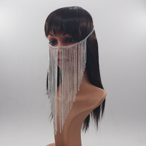Title 5, Aluminum Chain Tassel Face Mask Women Stylish a...