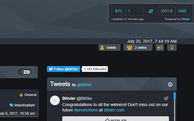 Bitsler Coin Widget chrome extension