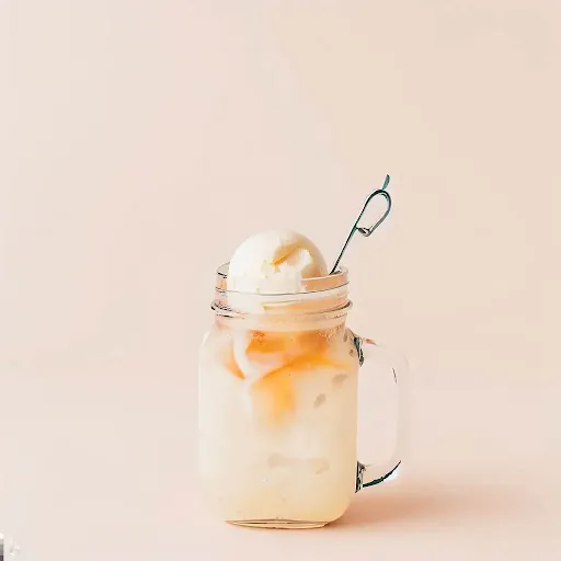 Peach Cream Ice Cream Soda [450 Ml, Mason Jar]