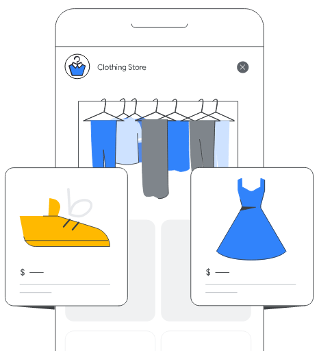 Fiche d'établissement d'un magasin de vêtements mettant en avant différents articles 