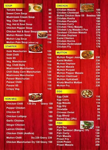 New Taj Family Restaurant menu 