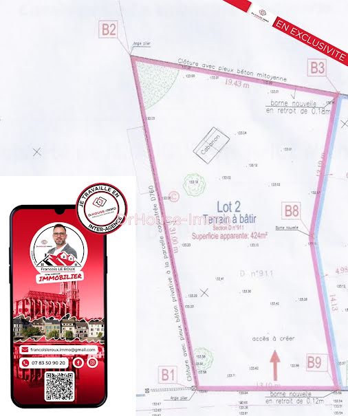 Vente terrain  423 m² à La Villeneuve-en-Chevrie (78270), 79 500 €