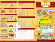 Garg Bakers and restaurant menu 1