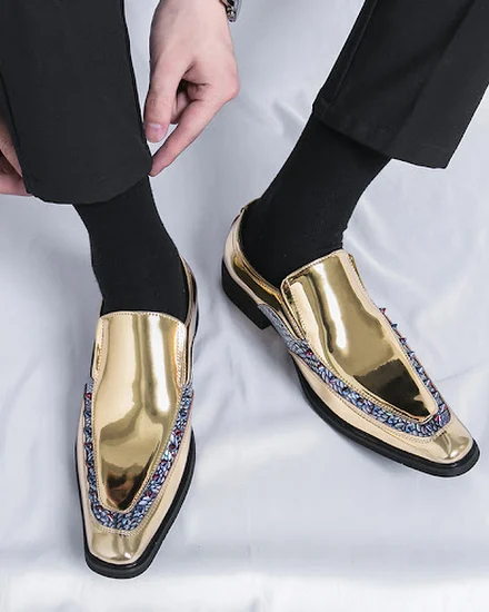 Fashion Pointed Dress Shoes For Men Slip On Party Loafers... - 1