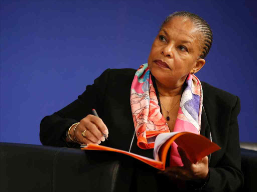 File picture shows French Justice Minister Christiane Taubira as she attends a meeting at the Bercy Economy and Finance Ministry in Paris, France, December 15, 2015. France's Justice Minister Christine Taubira, often at odds with her government on policy, resigned on Wednesday, President Francois Hollande's office said in a statement. REUTERS/Jacky Naegelen/Files