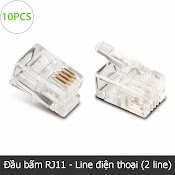 10 Chiếc - Đầu Bấm Cáp Điện Thoại Rj11 4Pin - Rj11 4P4C Plug