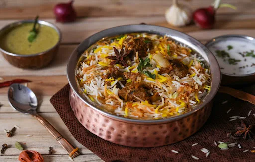 Mutton Dum Biryani Full( With Salan And Raita ) Serves 1 To 2