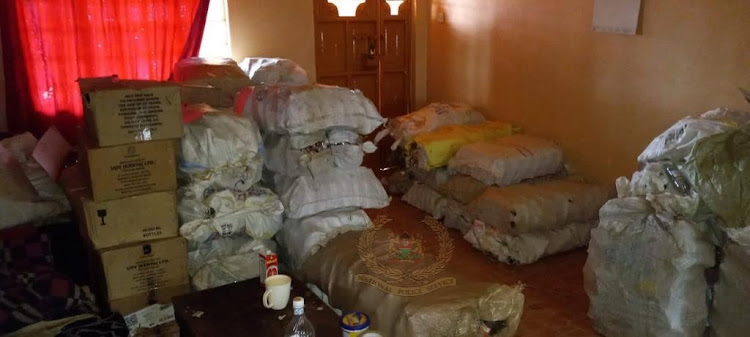 Police recover illicit alcohol at a residential in Kiambu.