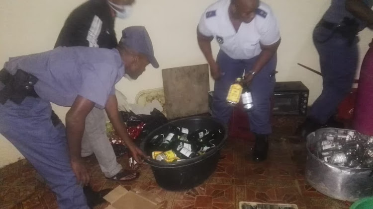 Policed with some of the alcohol confiscated during the operation.