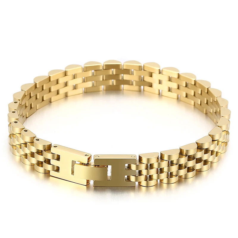 Pulsera de moda con cadena de reloj, acero inoxidable popular, varios tamaños, adorno de personalidad para un estilo único y moderno.