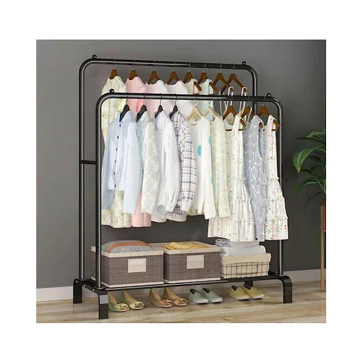 (FREE SHIP) Giá Treo Quần Áo 2 Khung 2 Kệ Đồ 120cm