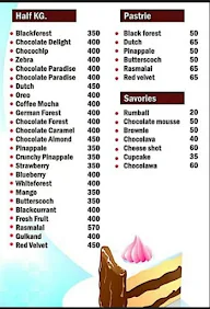 The Cake Carnival menu 1