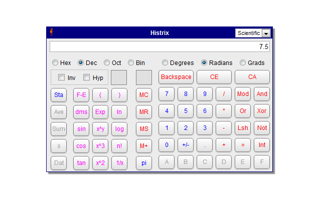 Histrix Calculator chrome extension