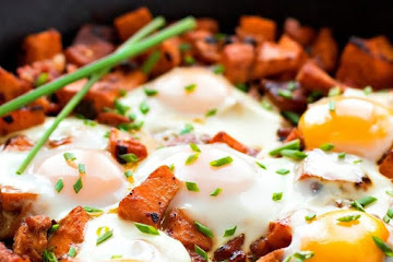 Ham and Sweet Potato Hash with Eggs