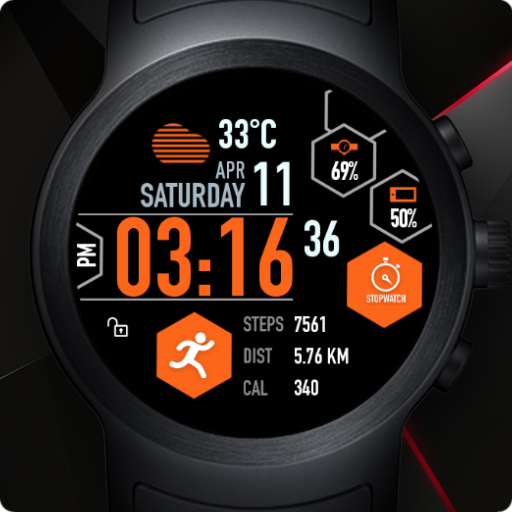 Hexane Watch Face and Clock Live Wallpaper