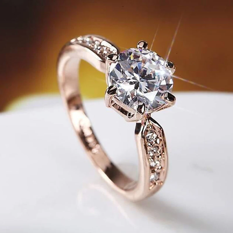 Title 5, Womens Fashion Personality Six-Claw Diamond Ri...