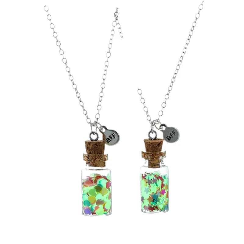 Nieuwe Exotische Kindergeschenk Glazen Fles Hanger Nachtlicht Ketting Licht op in het Donker Sieraden voor Kinderen Leuk Cadeau