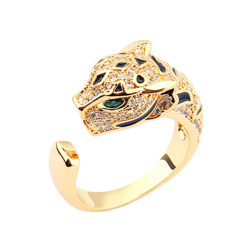 Title 2, Temperament Leopard Head Couple Ring Asia. A un...