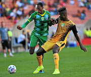 Evidence Makgopa of Baroka  and Joseph Douhadji of Black Leopards in a tussle. 