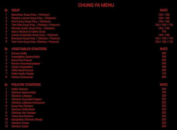 CHUNG FA menu 