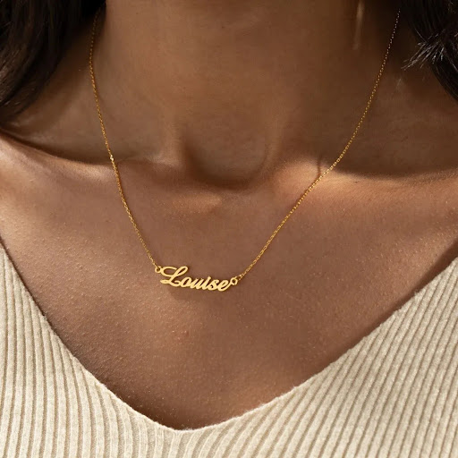 Title 4, Personalized Cursive Letter Pendant Stainless S...