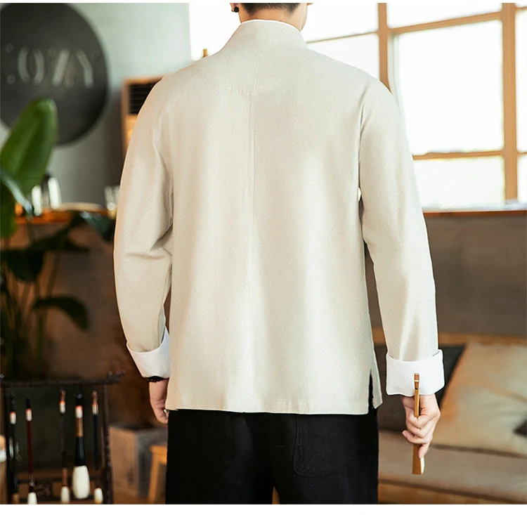 Heren shirt in Chinese stijl met borduursel, retro en trendy voor lente en herfst. Perfect voor een modieuze en unieke uitstraling.