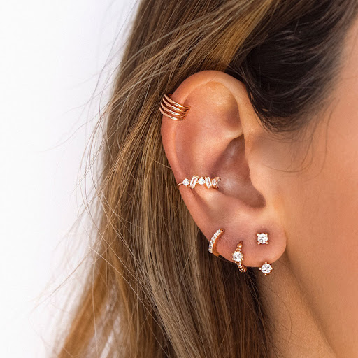 Title 3, Silver Needle Round Earrings Simple Rhinestone ...