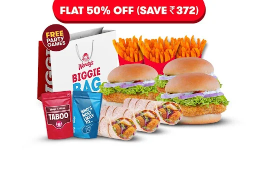 Flat 50% OFF On 3 Railway Cutlet Burgers + 3 Aloo Wraps & 3 Fries