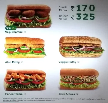 Subway menu 