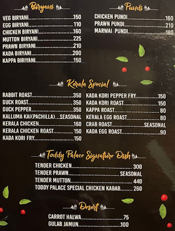 Toddy Shop menu 