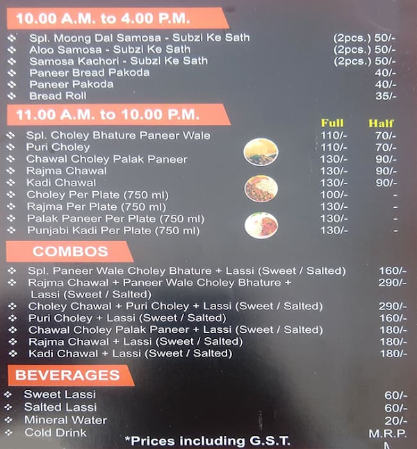 Nagpal Special Chhole Bhature menu 