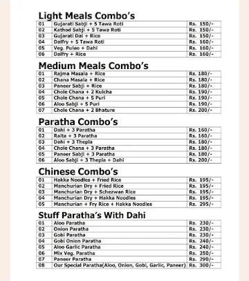 The Tiffin Zone menu 