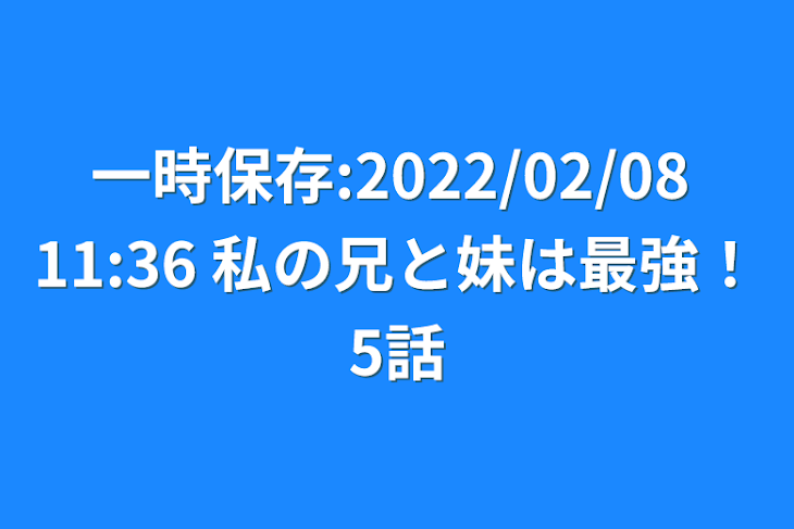 「一時保存:2022/02/08 11:36 私の兄と妹は最強！5話」のメインビジュアル