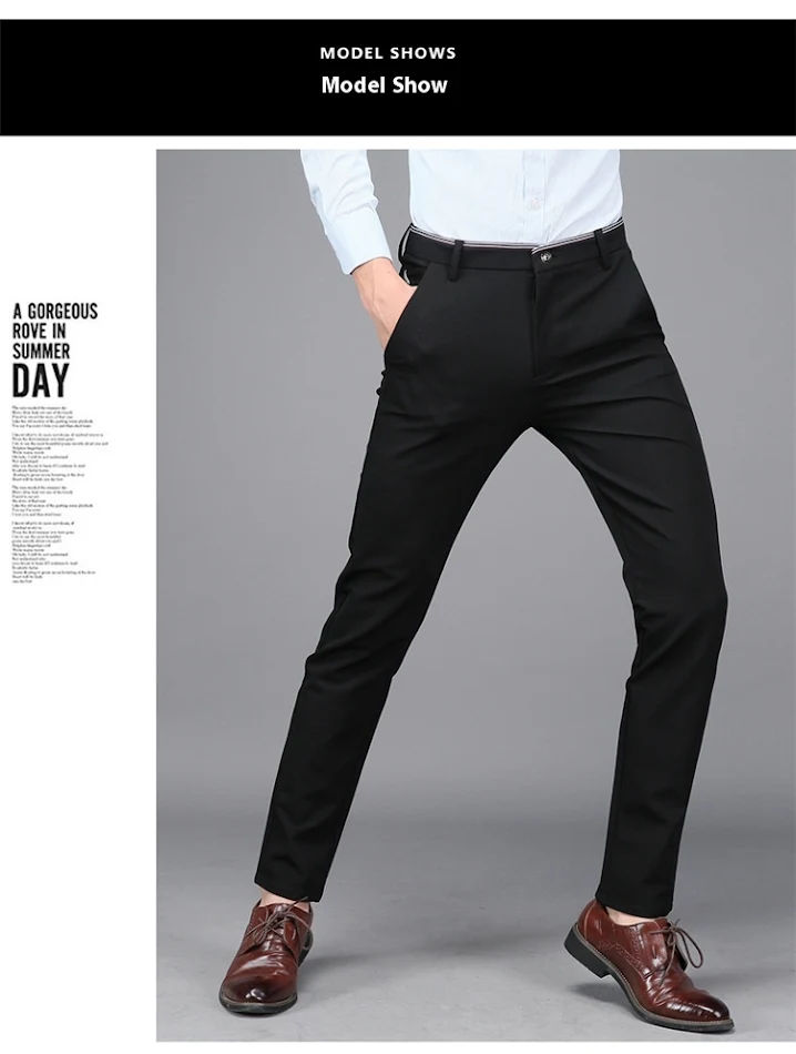 Pantalones de traje casuales elásticos para hombre, estilo coreano slim, trendy británico, sin planchado, elasticidad total.
