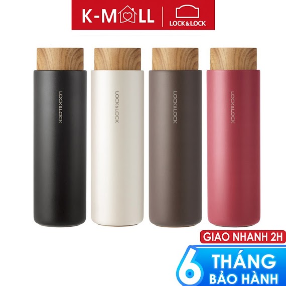 Bình Giữ Nhiệt Lock&Lock Flat Tumbler 400Ml Co Khay Lươi Loc Tra, Nắp Nhựa Kiểu Gỗ Lhc4227 - K - Mall