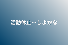 活動休止…しよかな