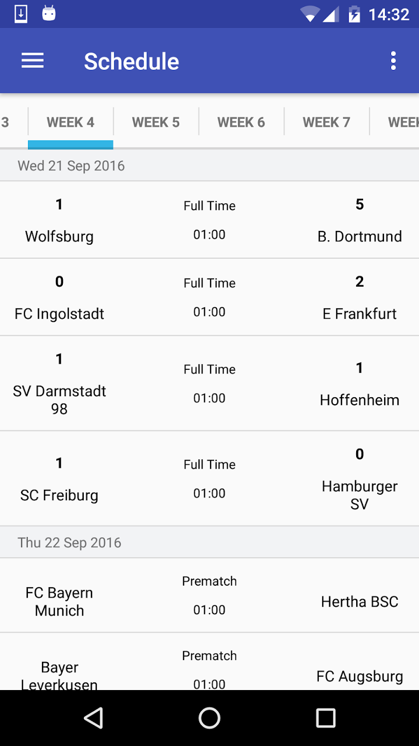 Bundesliga Schedule Screen 3