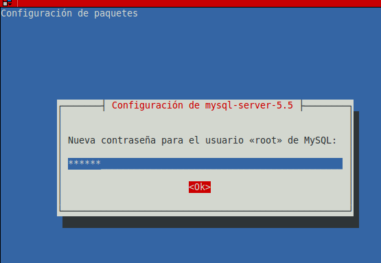 Fig. 2 Confirmar contraseña de root MySQL, introducida previamente