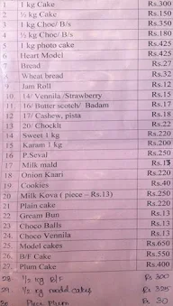 Ragam Bakers menu 1