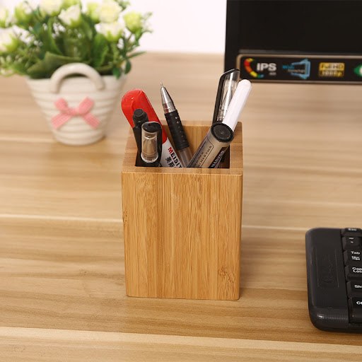 Title 3, Bamboo pen, pencil, makeup brush holder for off...