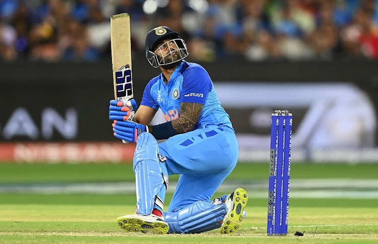 Suryakumar Yadav of India bats during the ICC Men's T20 World Cup match against Zimbabwe at Melbourne Cricket Ground on November 6 2022.