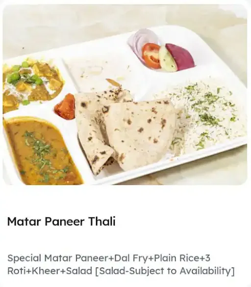 Matar Paneer Thali