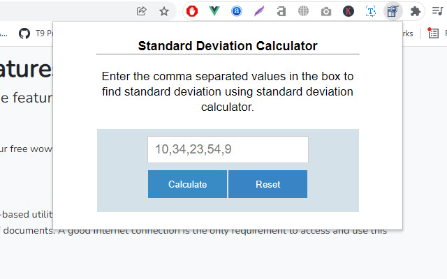 Standard Deviation Calculator chrome extension