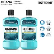 Bộ 2 Chai Nước Súc Miệng Listerine Diệt Khuẩn, Giữ Hơi Thở Thơm Mát Listerine Coolmint Mouthwash 750Ml/Chai